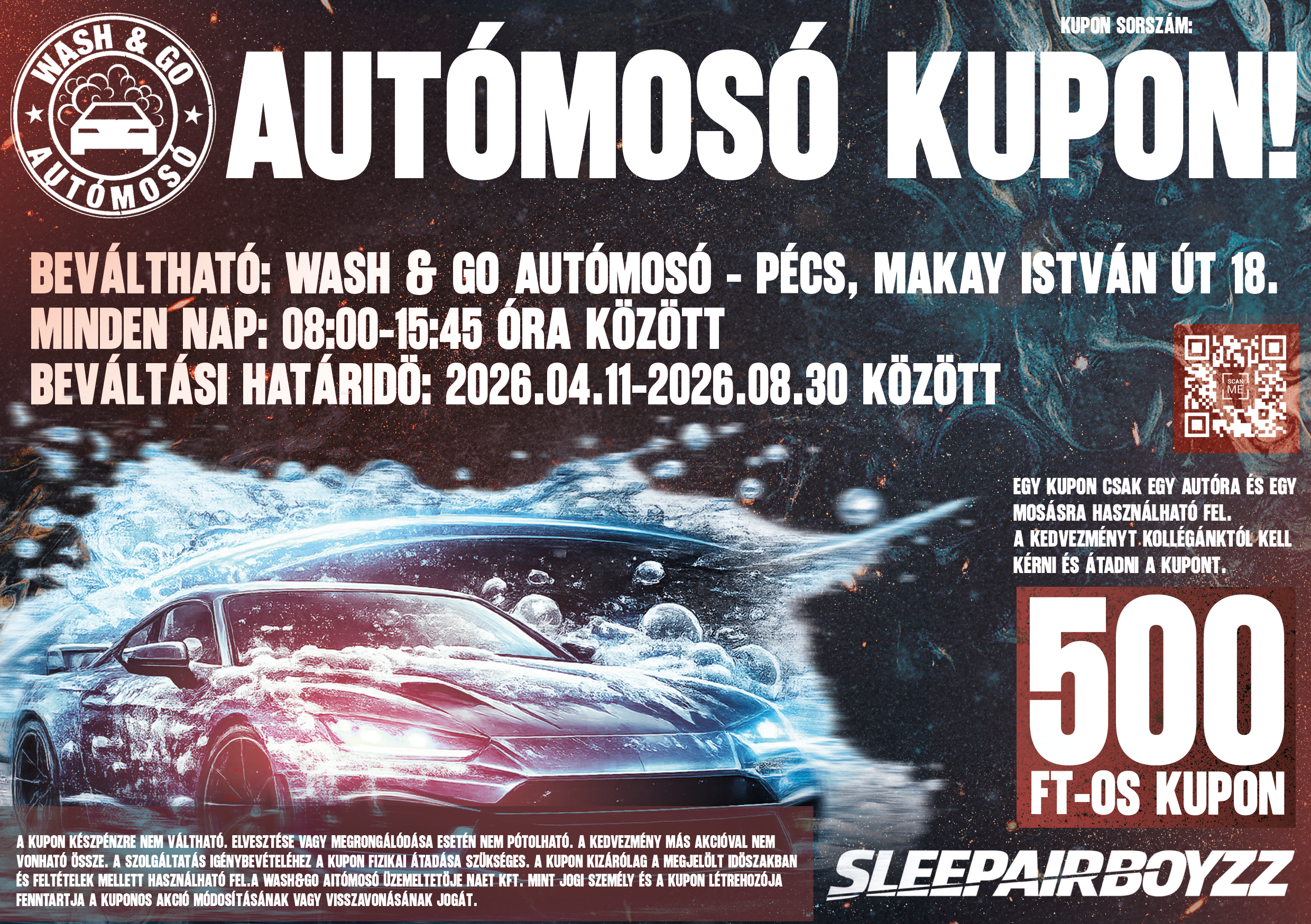 Wash & Go 500 Ft-os autómosó kupon