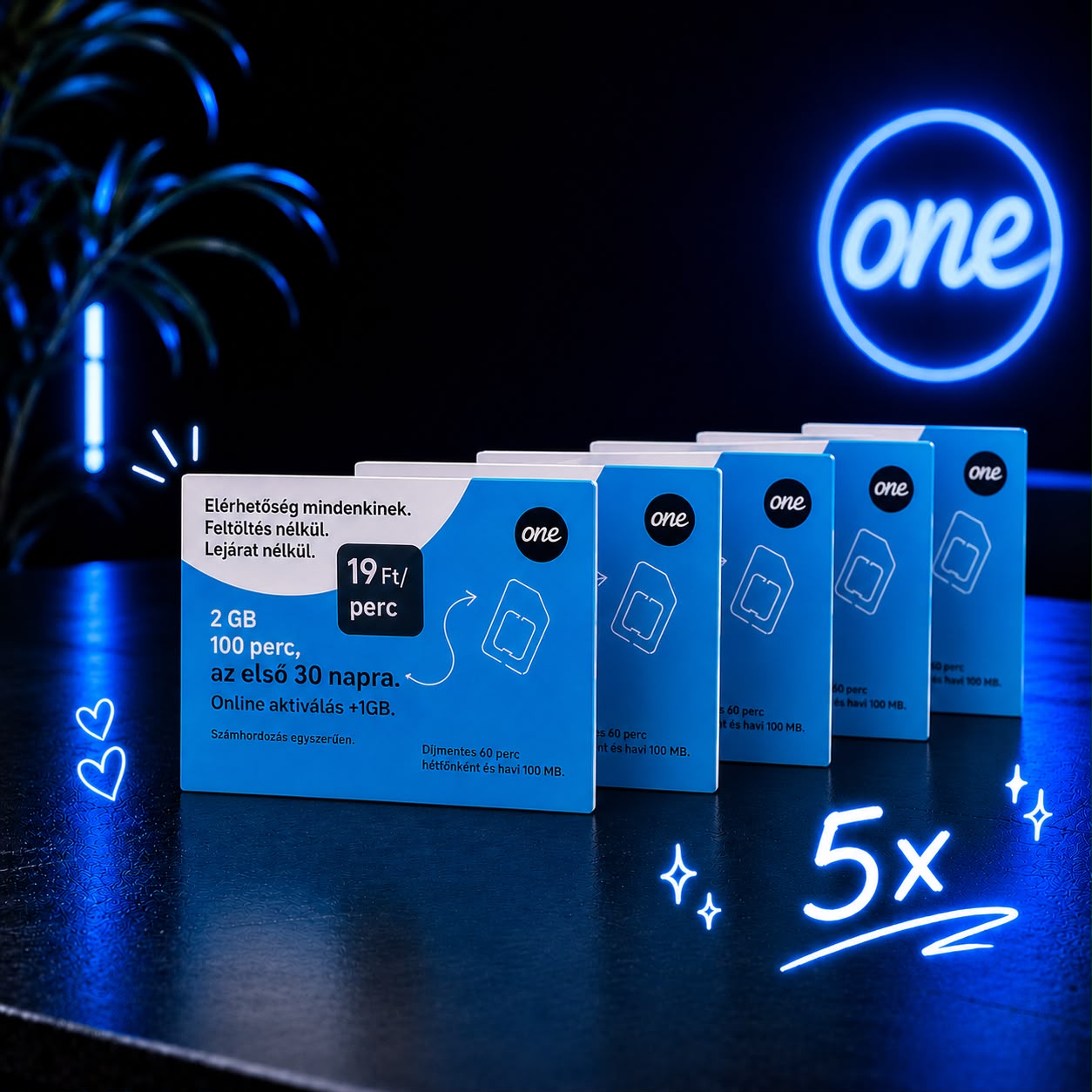 One 5 darabos SIM-csomag