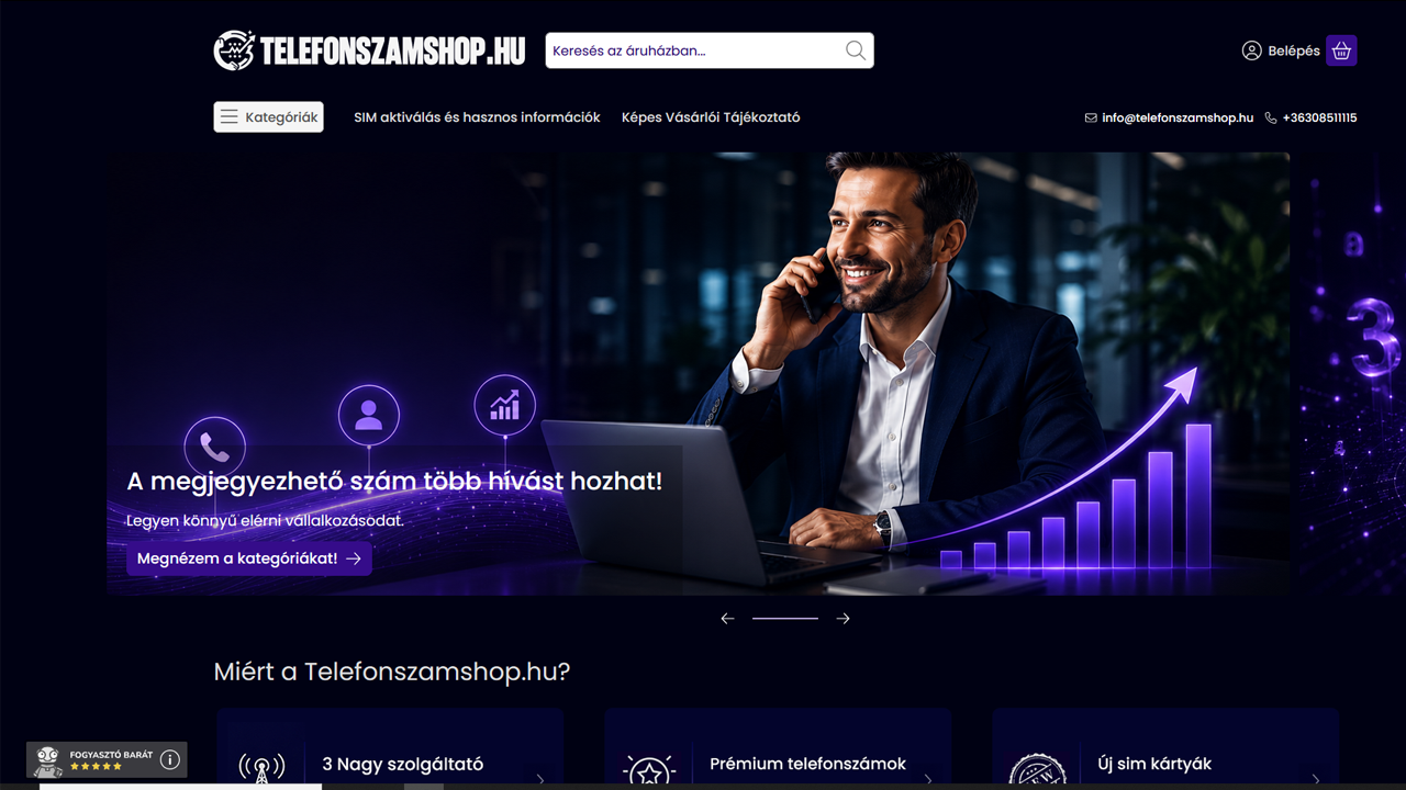 Telefonszámshop webshop